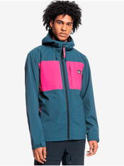 Quiksilver Růžovo-modrá pánská lehká bunda s kapucí Quiksilver Lizard Head L