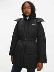 Calvin Klein Černý dámský prošívaný zimní kabát s kapucí Calvin Klein Jeans XS