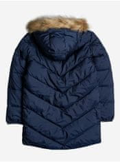 Roxy Tmavě modrý holčičí prošívaný zimní kabát s kapucí a umělým kožíškem Roxy 160