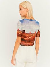 TALLY WEiJL Modro-hnědý průsvitný crop top TALLY WEiJL XS