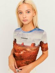 TALLY WEiJL Modro-hnědý průsvitný crop top TALLY WEiJL XS