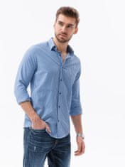 OMBRE Ombre Pánská kostkovaná košile s dlouhým rukávem K622 - nebesky modrá - M