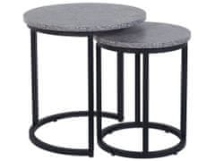 Beliani Sada dvou kávových stolků imitace betonu/černé DIXIE