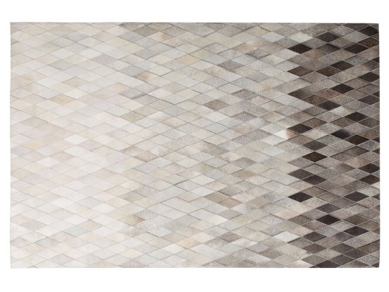 Beliani Šedobílý kožený koberec MALDAN 140 x 200 cm