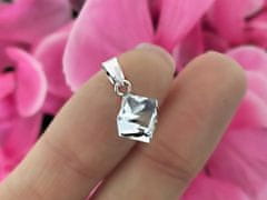 Lovrin Stříbrná sada šperků s bílými kubickými zirkony ve tvaru 3D kostky. náušnice a přívěsek