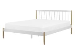 Beliani Kovová postel 140 x 200 cm bílo hnědá MAURS