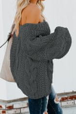 OMG! dámský pletený svetr s výstřihem do v Eldynt šedá M