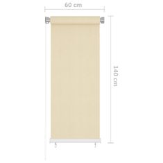 Greatstore Venkovní roleta krémová 60 x 140 cm HDPE