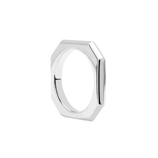 PDPAOLA Elegantní rhodiovaný prsten SIGNATURE LINK Silver AN02-378