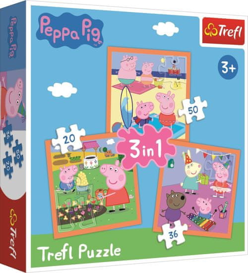 Trefl Puzzle Prasátko Peppa: Úžasné nápady 3v1 (20,36,50 dílků)