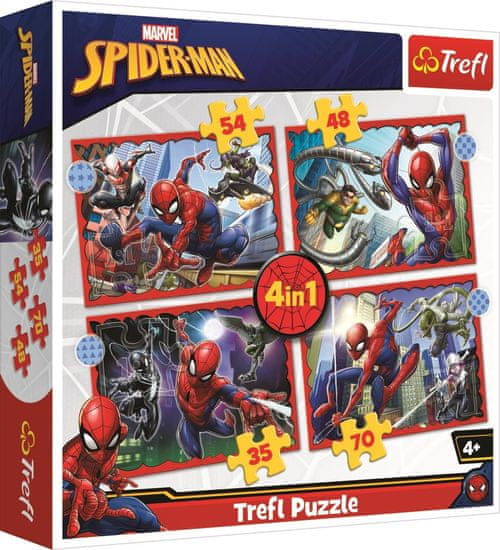 Trefl Puzzle Hrdinný Spiderman 4v1 (35,48,54,70 dílků)