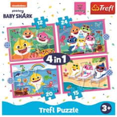 Trefl Puzzle Baby Shark: Rodina 4v1 (12,15,20,24 dílků)