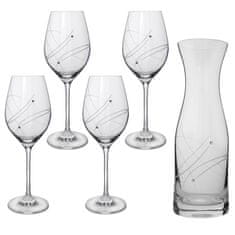 Semido Dárkový set karafy a čtyř sklenic na víno s krystaly Preciosa - Celebration