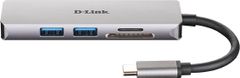 D-Link USB-C Hub 5v1, HDMI, čtečka karet SD/microSD