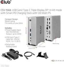 Club 3D Dokovací stanice USB-C, Triple Display DP, PD 120W