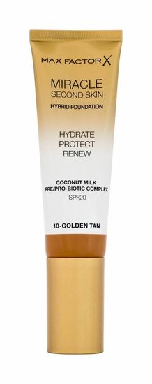 Max Factor 30ml miracle second skin spf20, 10 golden tan