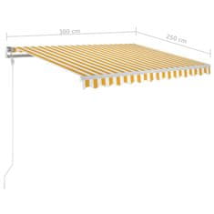 Vidaxl Automatická markýza LED a senzor větru 300 x 250 cm žlutá/bílá