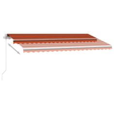 Greatstore Ručně zatahovací markýza s LED světlem 450x300 cm oranžovohnědá