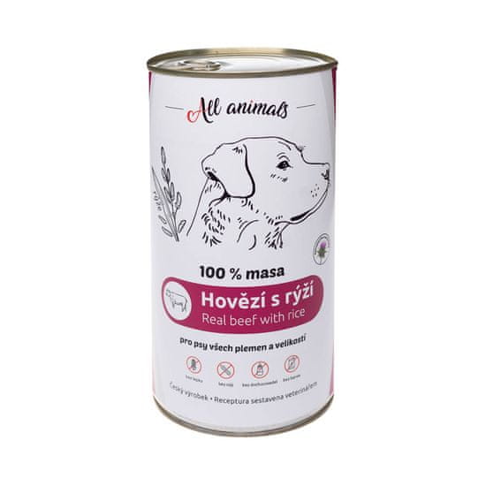 All Animals  Konzerva Hovězí mleté s rýží 1200g