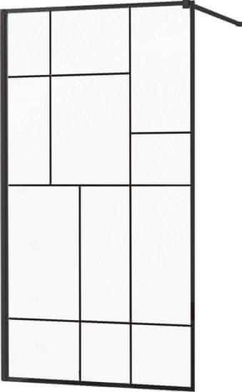 Mexen Kioto sprchová zástěna walk-in 120x200 cm 8 mm, černá, černý vzor 2 (800-120-101-70-78)