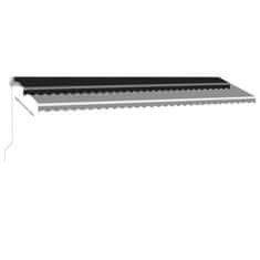 Vidaxl Ručně zatahovací markýza s LED světlem 600 x 300 cm antracitová