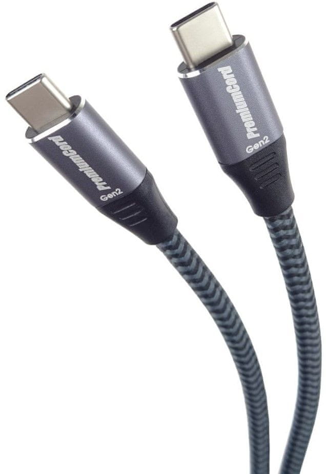 PremiumCord USB-C kabel ( USB 3.2 GEN 2, 3A, 60W, 20Gbit/s ) bavlněný oplet, 0,5m, ku31cr05