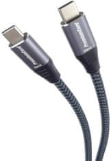 PremiumCord USB-C kabel ( USB 3.2 GEN 2, 3A, 60W, 20Gbit/s ) bavlněný oplet, 1,5m, ku31cr15