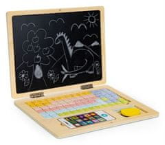 EcoToys Dřevěný notebook s magnetickým monitorem - modrý