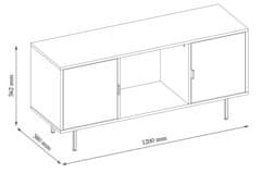 Target Home Televizní stolek 2 dvířka 125cm, kovové nohy, dub wotan