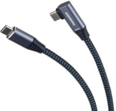 PremiumCord USB-C zahnutý kabel ( USB 3.2 GEN 2, 3A, 60W, 20Gbit/s ) bavlněný oplet, 2m, ku31cu2