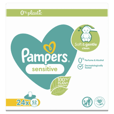 Pampers Sensitive Plastic Free 24 x 52ks