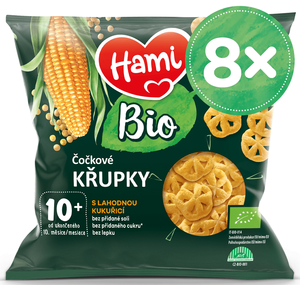 Hami BIO čočkové křupky s lahodnou kukuřicí 8x20 g