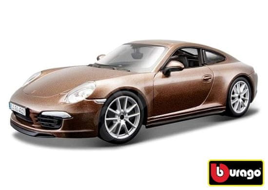 BBurago Carrera Kovový model auta Plus Porsche 911 S hnědá 1:24