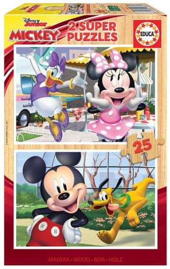 Educa Dřevěné puzzle Mickey a přátelé 2x25 dílků