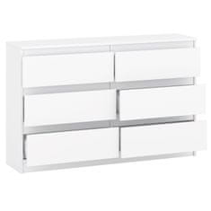 Target Home Komoda se 6 zásuvkami 120 cm, bílá barva