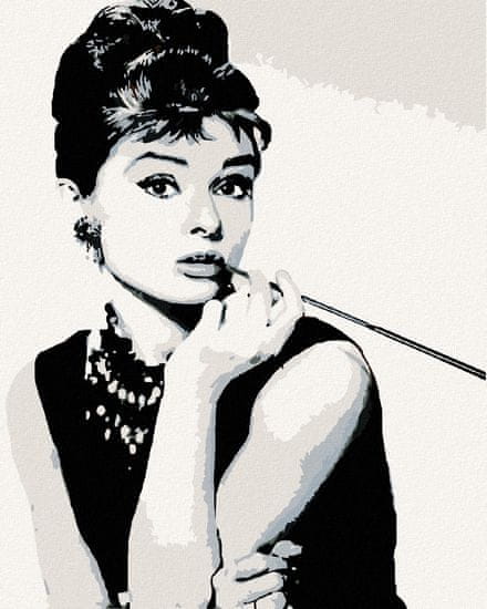 ZUTY Diamantové malování - AUDREY HEPBURN ČERNOBÍLÁ 40x50 cm vypnuté plátno na rám