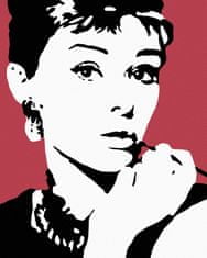 ZUTY Diamantové malování - AUDREY HEPBURN NA ČERVENÉM POZADÍ 40x50 cm bez rámu a bez vypnutí plátna