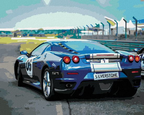 ZUTY Diamantové malování - SPORTOVNÍ MODRÉ AUTO FERRARI 40x50 cm bez rámu a bez vypnutí plátna