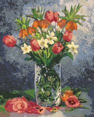 ZUTY Diamantové malování - TULIPÁNY A DALŠÍ JARNÍ KVĚTINY VE VÁZE 40x50 cm bez rámu a bez vypnutí plátna