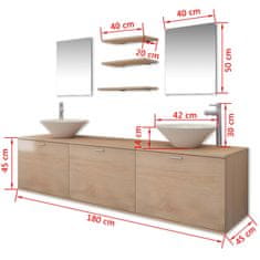 Vidaxl 10dílný set koupelnového nábytku s umyvadlem a baterií béžový