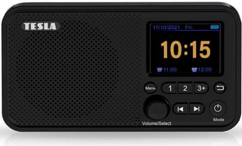 radiopřijímač tesla dab75 Bluetooth lcd displej dab fm tuner pro poslech rozhlasu vestavěné repráčky sluchátkový výstup napájení z elektrické sítě