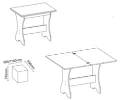 ATAN Jídelní rohový SET CORNER bílá/šedá látka