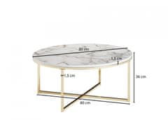 Bruxxi Konfereční stolek Lilly, 80 cm, bílá