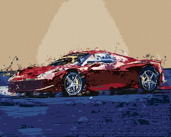 ZUTY Diamantové malování - ČERVENÉ ABSTRAKTNÍ AUTO FERRARI 40x50 cm bez rámu a bez vypnutí plátna