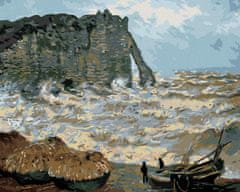 ZUTY Diamantové malování - BOUŘLIVÉ MOŘE V ÉTRETAT (CLAUDE MONET) 40x50 cm bez rámu a bez vypnutí plátna