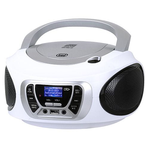 Trevi Přehrávač , CMP 510 DAB WH, přenosné, DAB/DAB+,FM, CD-MP3, CD-R/RW, USB, dálkový ovladač, 230 V nebo baterie 4xC, barva bílá