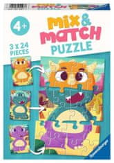 Ravensburger Puzzle Mix&Match: Roztomilí dinosauři 3x24 dílků