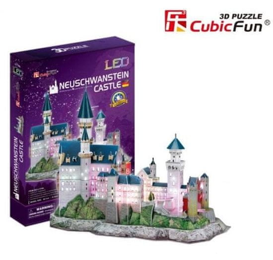 CubicFun Svítící 3D puzzle Zámek Neuschwanstein 128 dílků