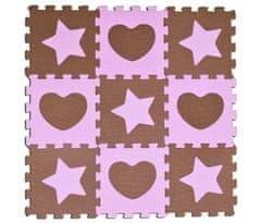 Pěnové puzzle Hvězdy a srdce růžové S4 (30x30)