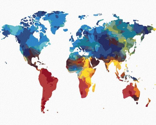 ZUTY Diamantové malování - BAREVNÁ MAPA SVĚTA III 40x50 cm vypnuté plátno na rám